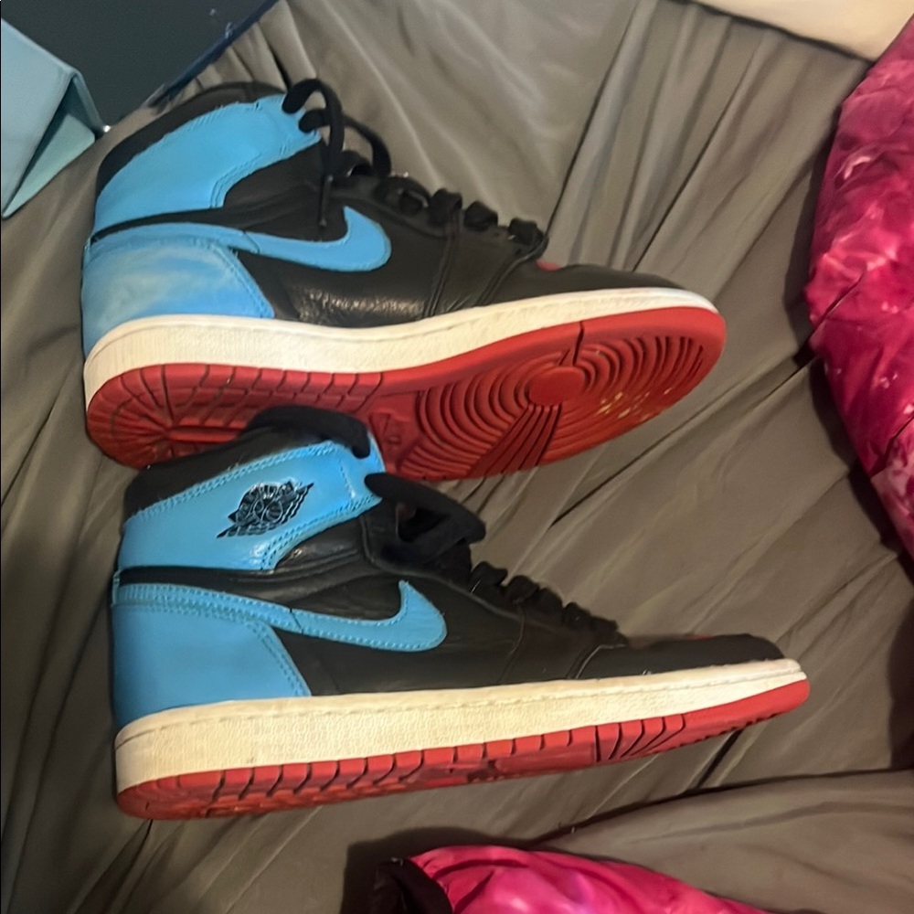 Black and Blue High-Top Sneakers